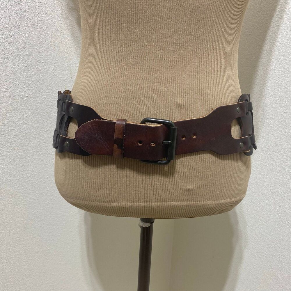 Genuine Brown Leather Women's Belt Size Medium - Picture 1 of 12